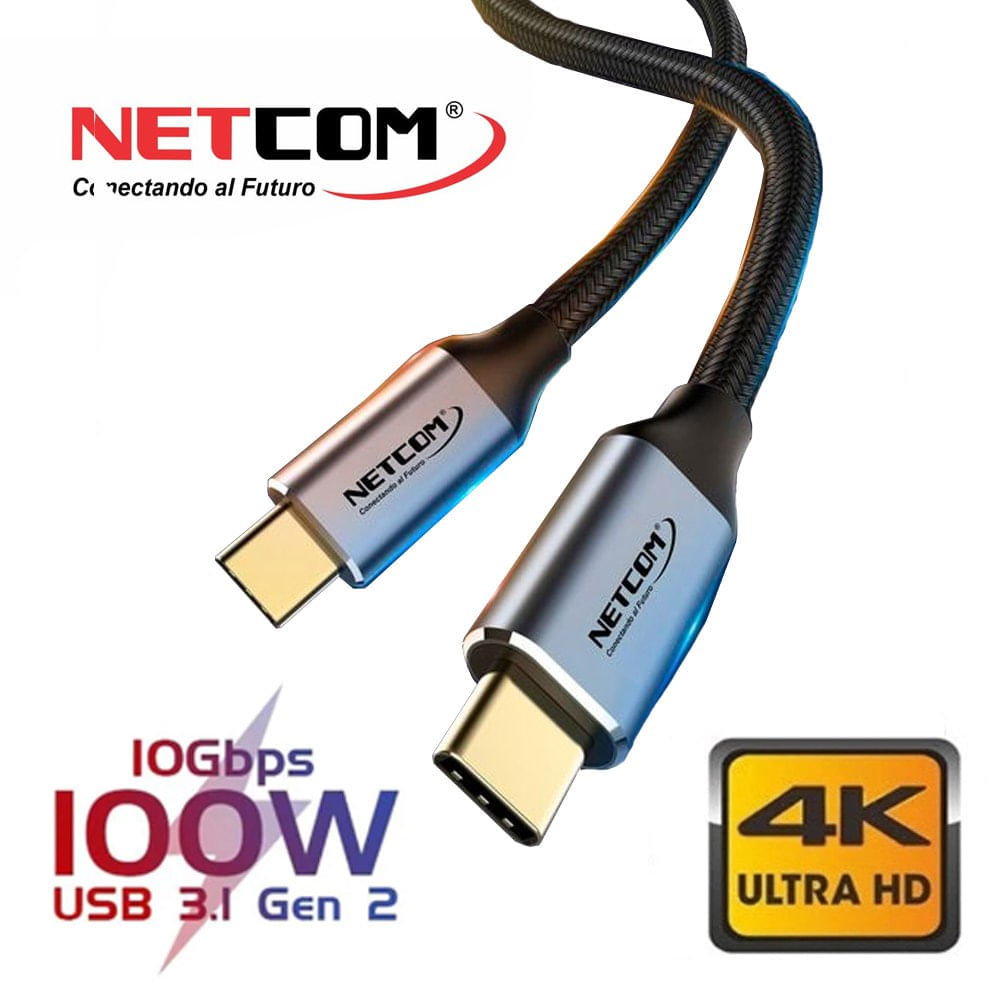 Cable USB C 3.1 Tipo C a Tipo C 1 Metro Gen2 10Gbps 4K Ultra HD 100W