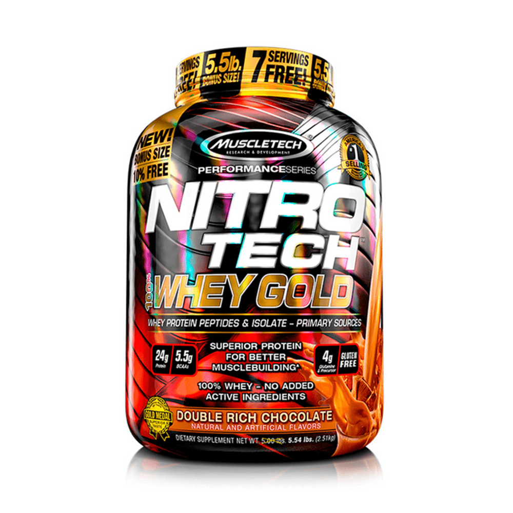 Proteína Muscletech Nitrotech 100% Whey Gold Double Rich Chocolate 5.5 Lb