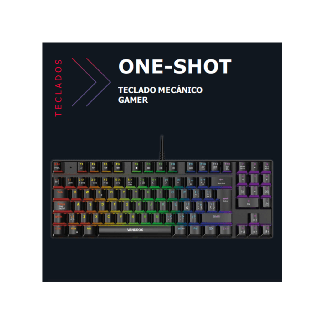 Teclado Vandrox Mecanico Gamer One Shot Full Rgb