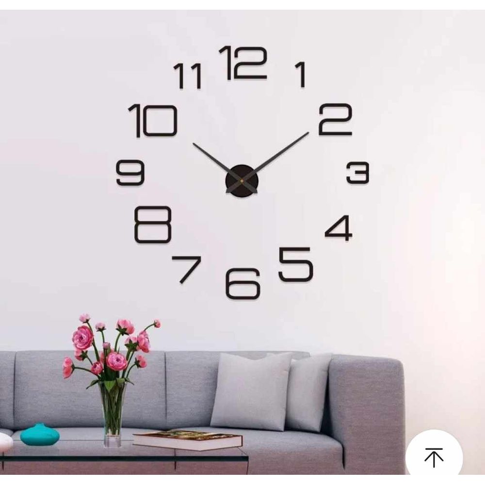 Reloj De Pared 3d Tamaño Grande Color Negro GENERICO