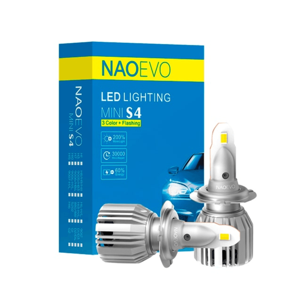 Focos Led Serie S4 TRICOLOR Base H4 9.000LM NAOEVO
