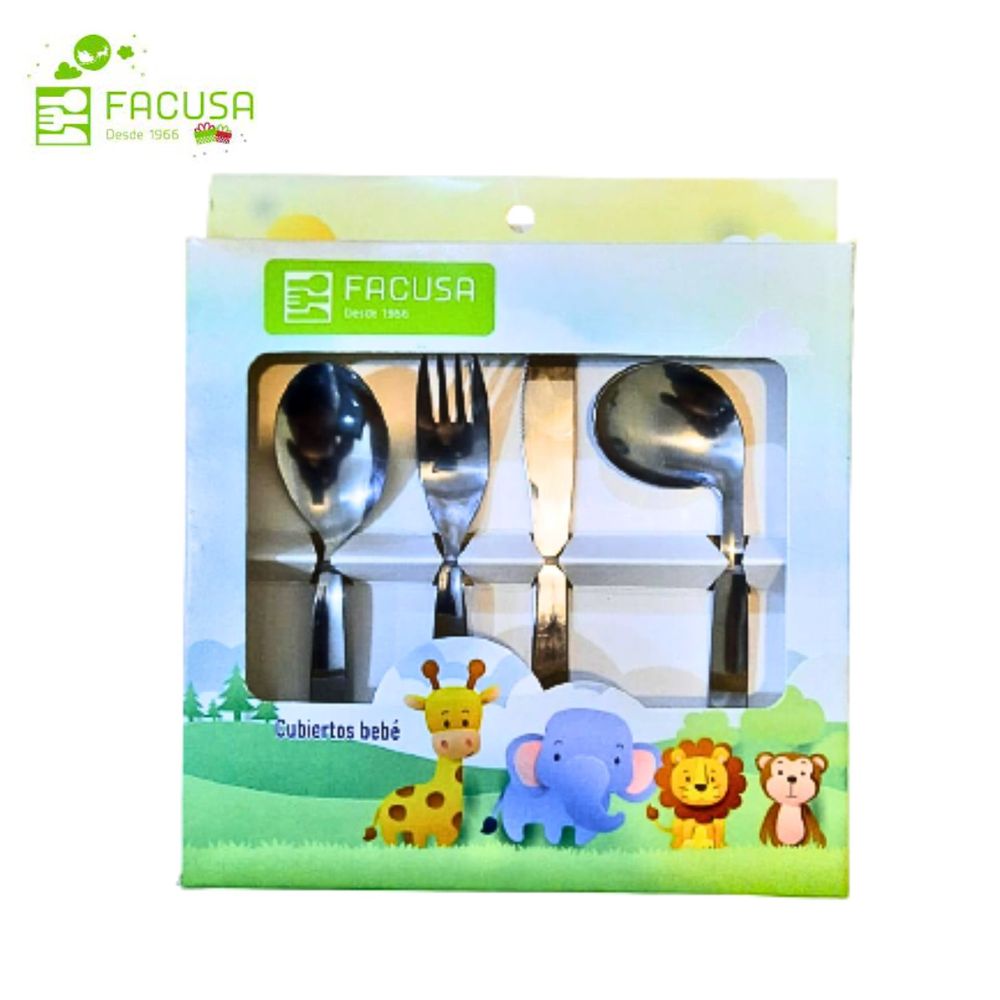 Juego de Cubiertos para Bebé 4 Piezas Facusa Acero inoxidable