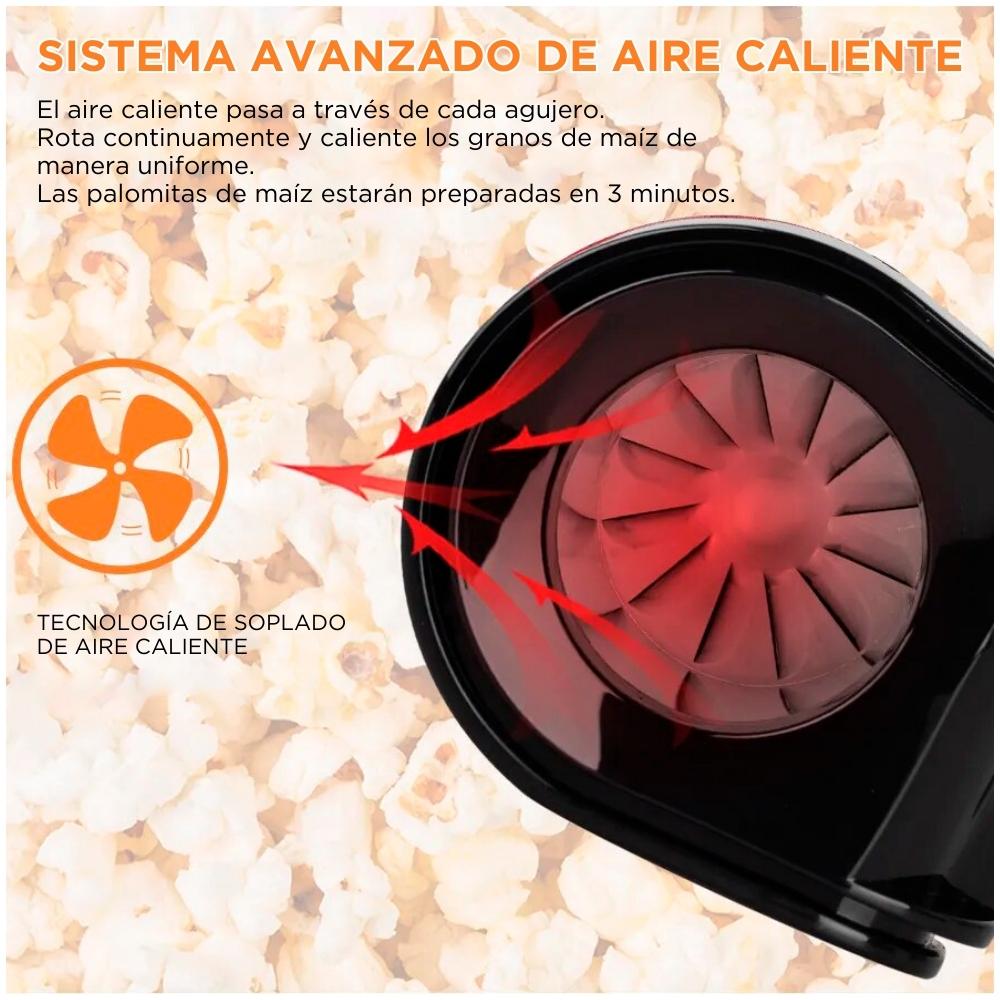 Máquina de palomitas de maíz de aire caliente, máquina para hacer palomitas  de maíz, 1200 W para el hogar con cuchara de medición de grano, saludable