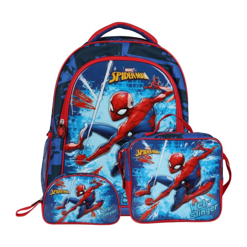 Marvel Spiderman Mochila Accesorios Juego de 6 piezas para niños, Azul,  Mochila