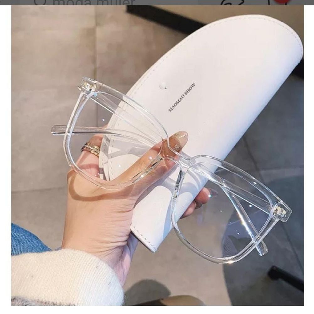 Monturas Lentes Modernos Moda Para Mujer Bloqueo de Luz Azul Descanso Transparentes Cuadrados