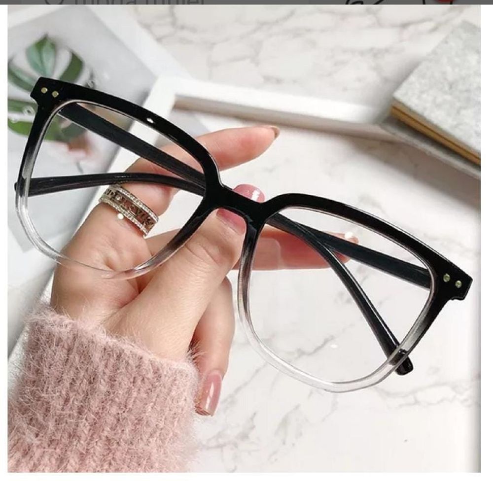 Monturas Lentes Modernos Moda Para Mujer Bloqueo de Luz Azul Descanso Transparente y Negro