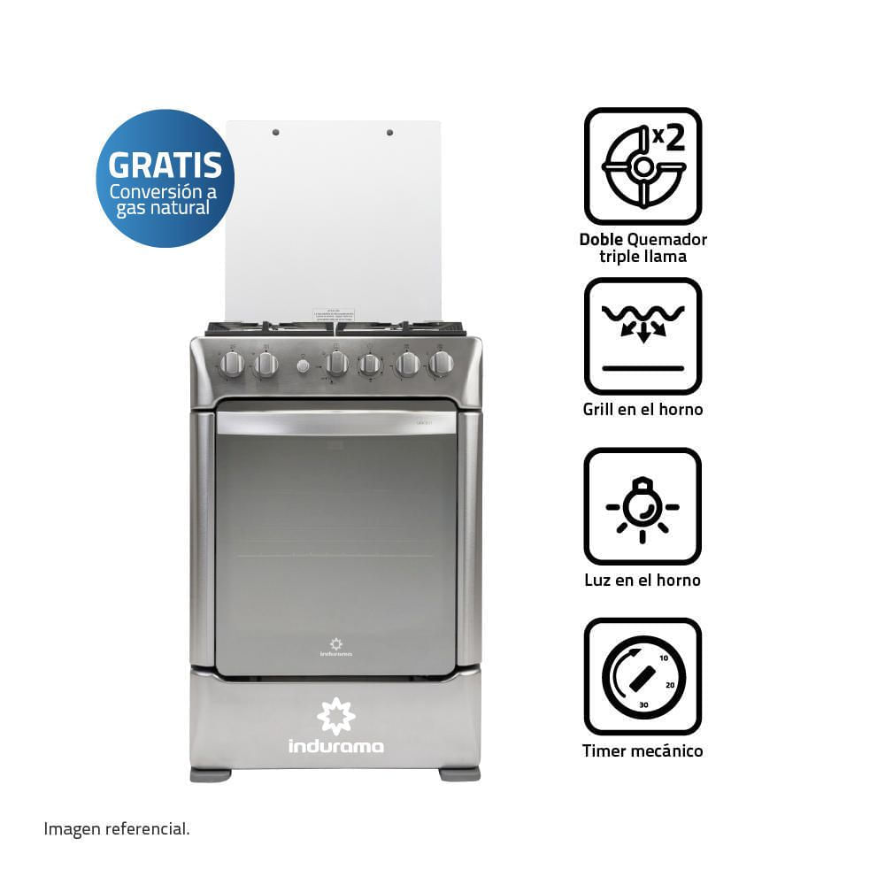 Cocina Indurama Vercelli De Pie a Gas 4 Quemadores Croma