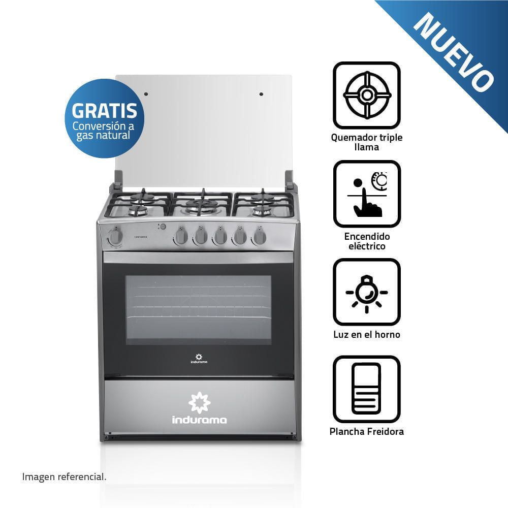 Cocina de Pie Indurama Cantabria Qz a Gas 5 Quemadores Croma