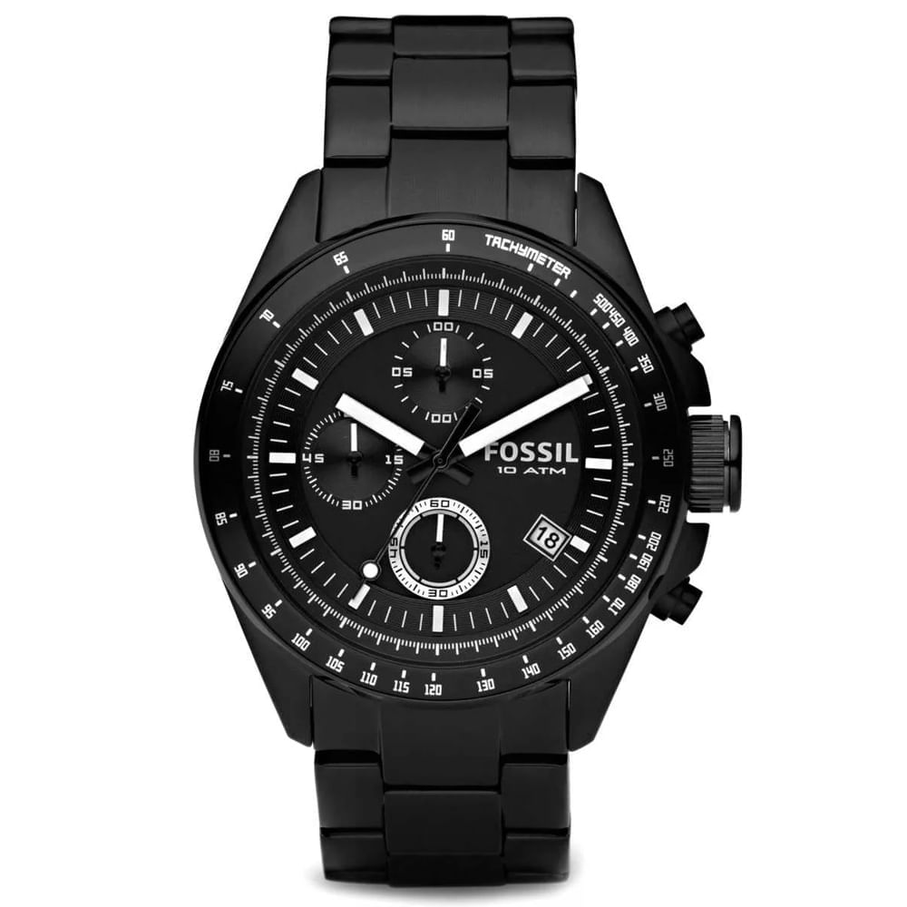 Reloj Fossil Decker CH2601 Para Hombre Fecha Cronómetro Acero Inoxidable Negro