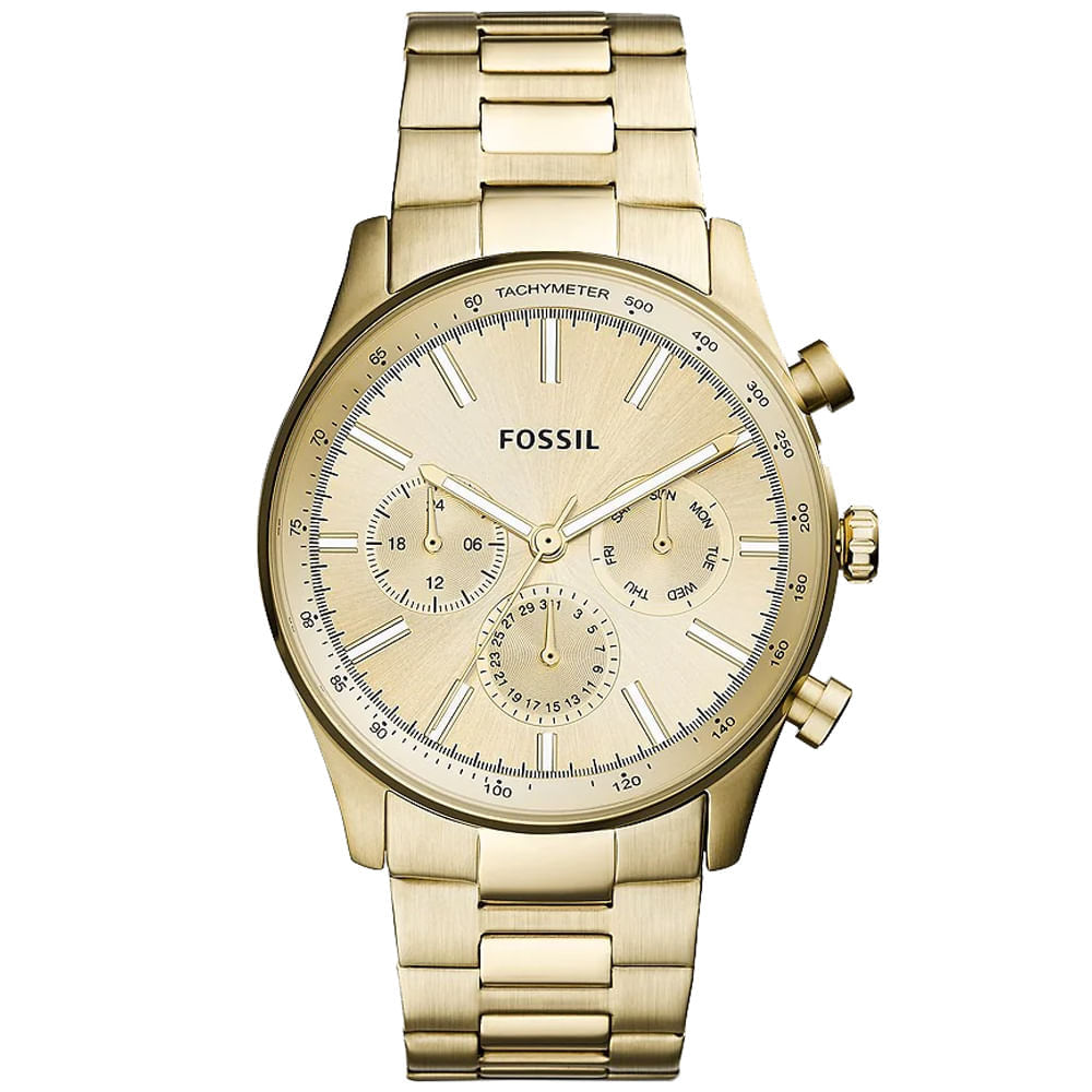 Reloj Fossil Sullivan BQ2536 Multifuncional Para Hombre Acero Inoxidable Dorado