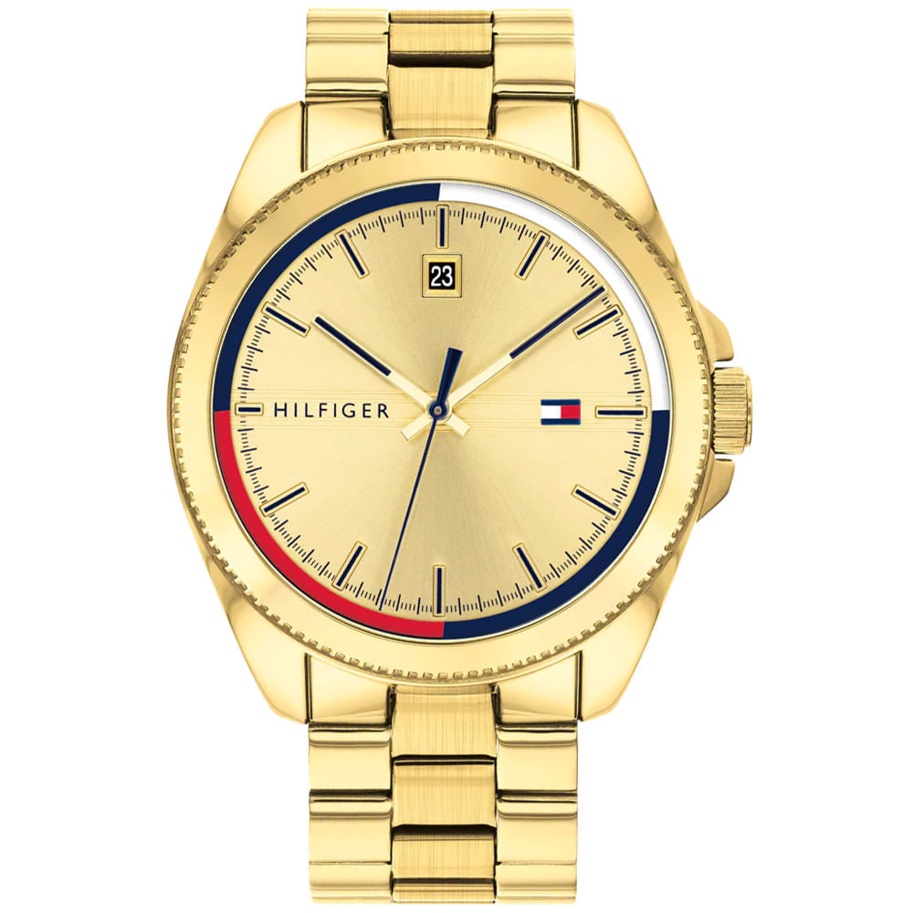 Reloj Tommy Hilfiger Riley 1791686 Para Hombre Fecha Acero Inoxidable Dorado