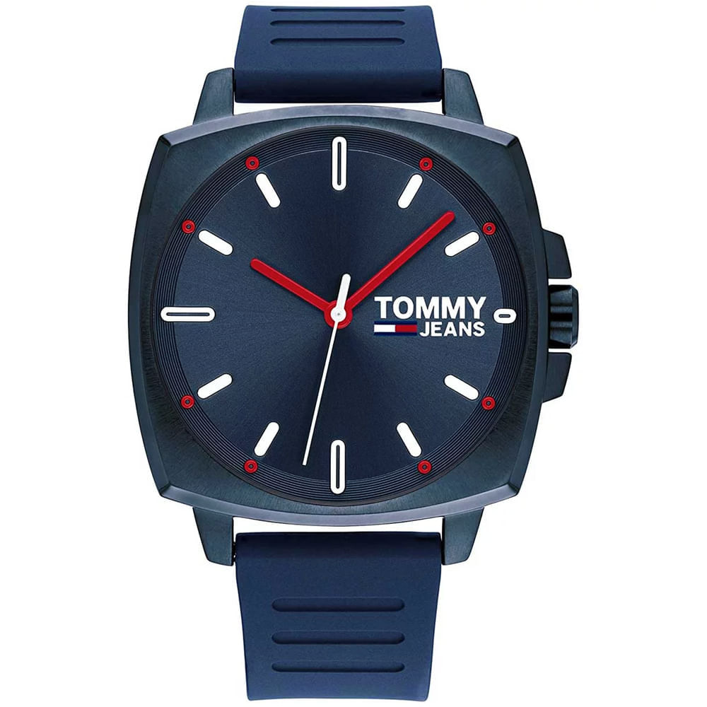 Reloj Tommy Hilfiger Jeans 1791865 Para Hombre Acero Inoxidable Correa de Silicona Azul