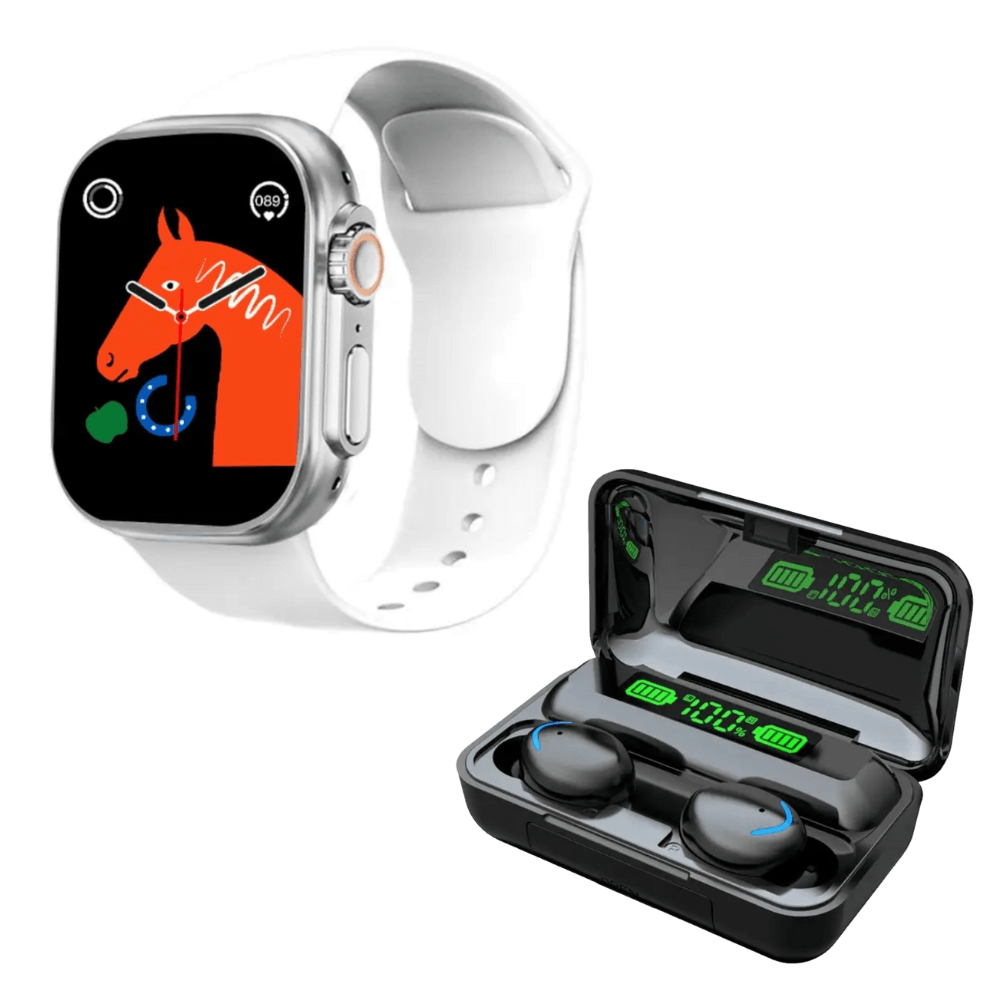 Pack Smartwatch D20 Ultra Negro y Audífonos Bluetooth F9 5 Negro