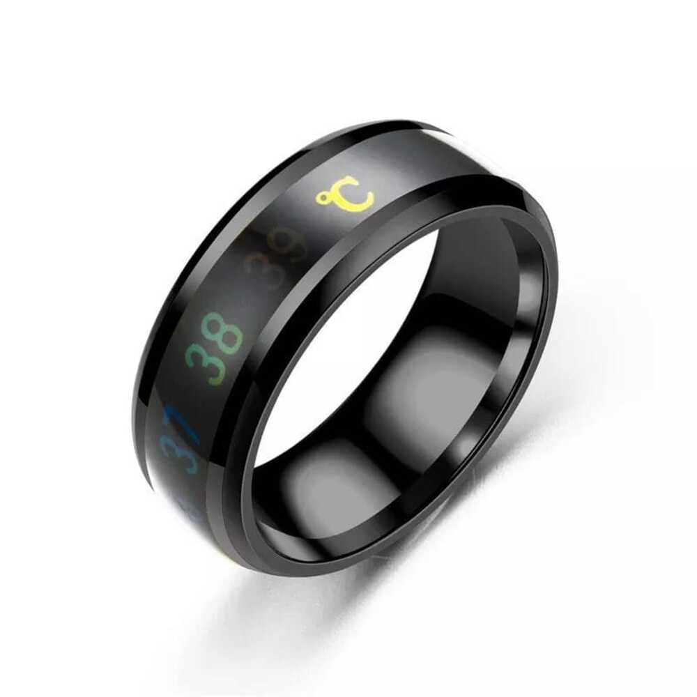 Anillo Medidor de Temperatura Unisex Negro Talla 8