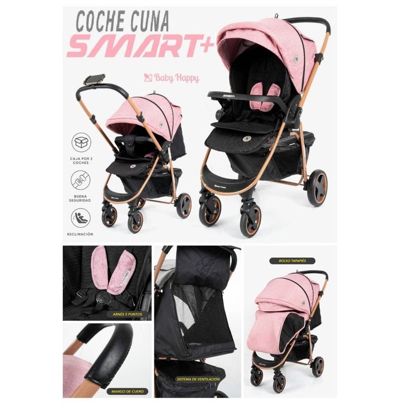 Coche Moises para Bebe Dorado con Maletin Rosado I Oechsle - Oechsle