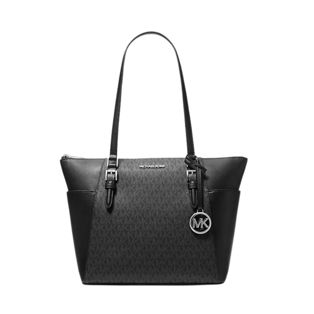 Cartera Tote de Cuero Michael Kors Charlotte - Negro