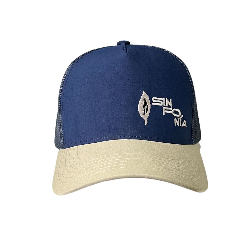 Gorro Sinfonia Con Malla Hoja Uv-UPF50 Azul y Beige