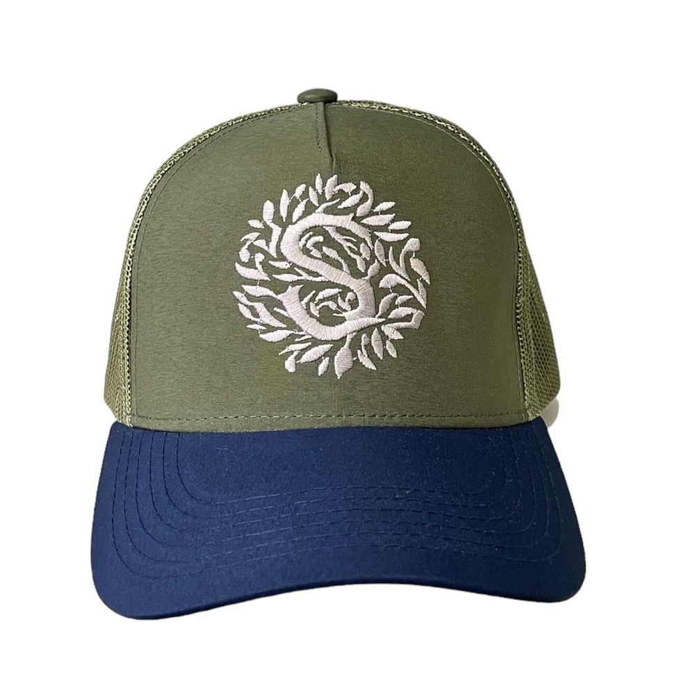 Gorro Sinfonia Con Malla Logo  Uv-UPF50 Verde y Azul