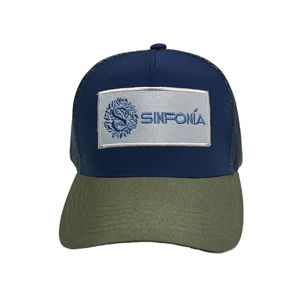 Gorro Sinfonia Con Malla Parche con Logo Uv-UPF50 Azul y Verde