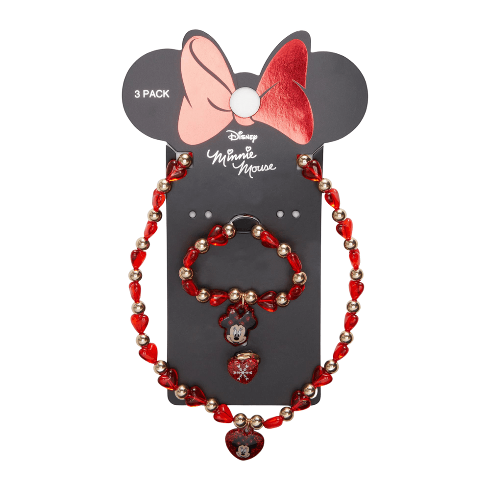 Set de Accesorios Collar Pulsera y Anillo Minnie Mouse para niñas