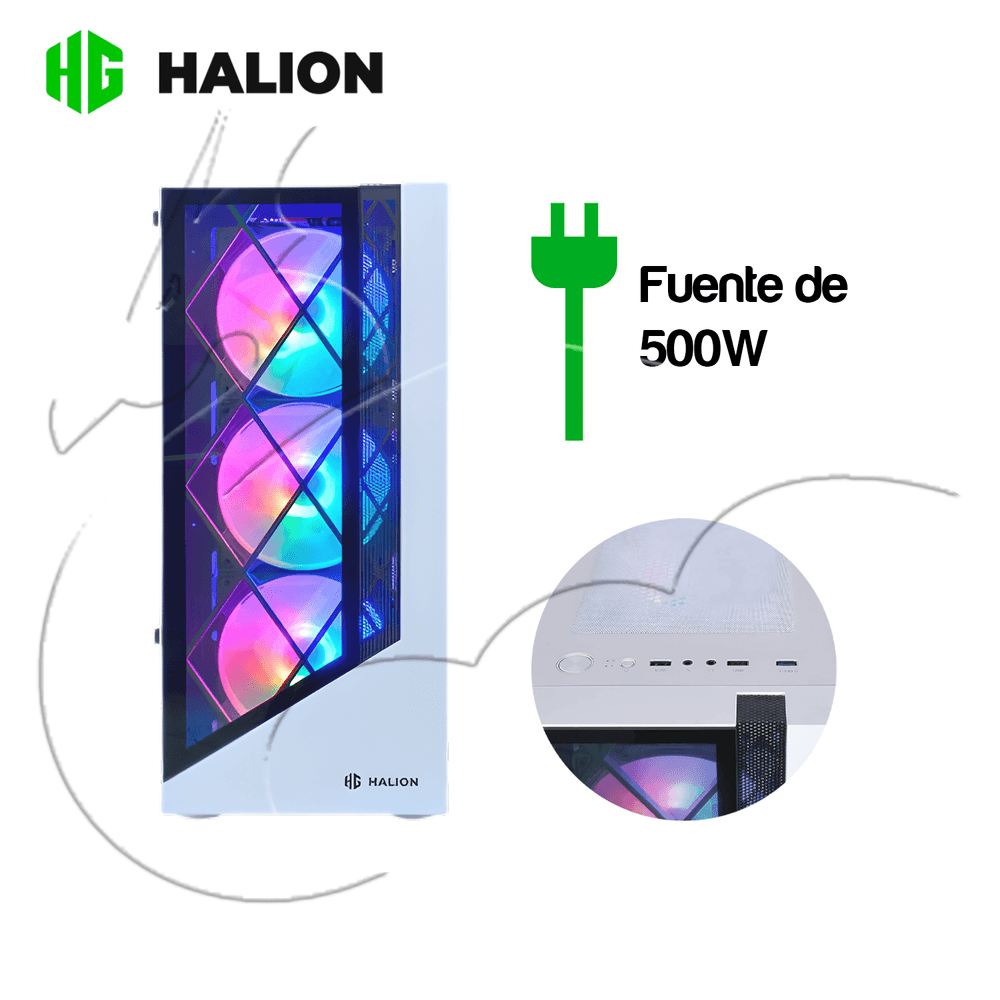 Case Gamer Halion Dragon Cr15 Blanco 500w 4x12 Rainbow