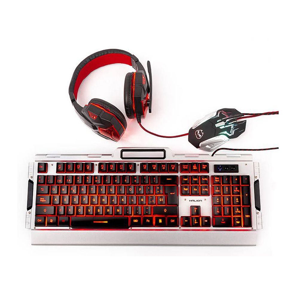 Kit Gamer Halion HA-860C PANZER 3 en 1 anti-ghostin Luces LED