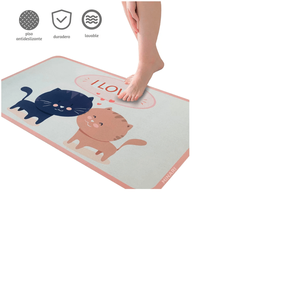 Piso de Secado para Baño Alfombra Decorativa Absorbente I love 357A