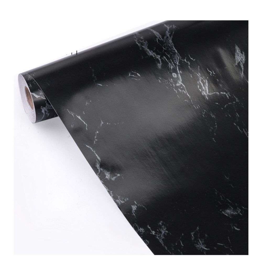 Papel Tapiz Autoadhesivo Marmoleado Negro 10 MTS x 45CM -T16