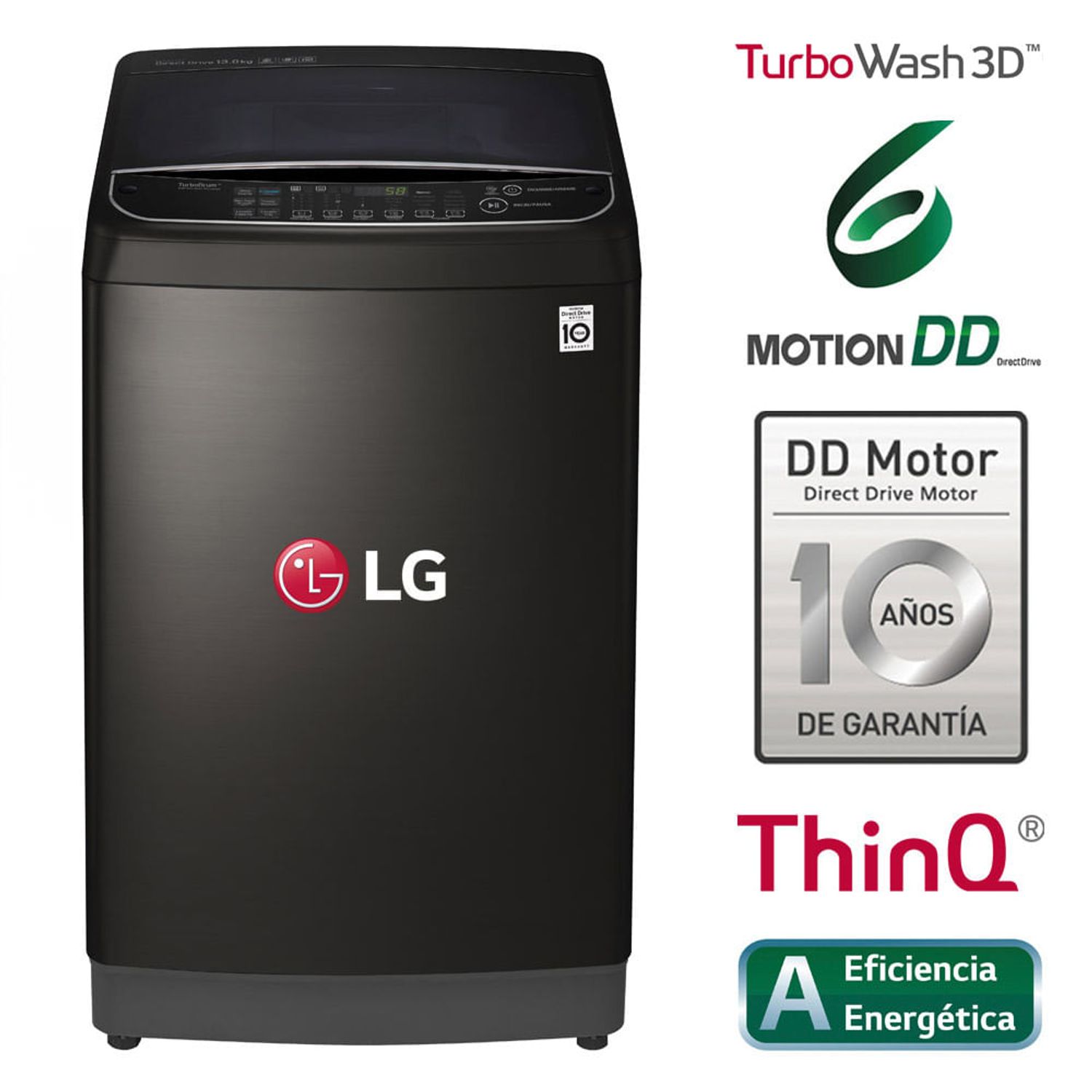 Lavadora LG TurboWash 3D Carga Superior WT13BS6H 13 Kg Negra | Oechsle.pe Oechsle
