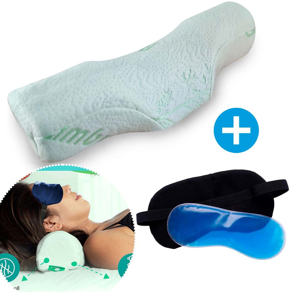 Almohada cervical con Antifaz con gel para relajarse y dormir
