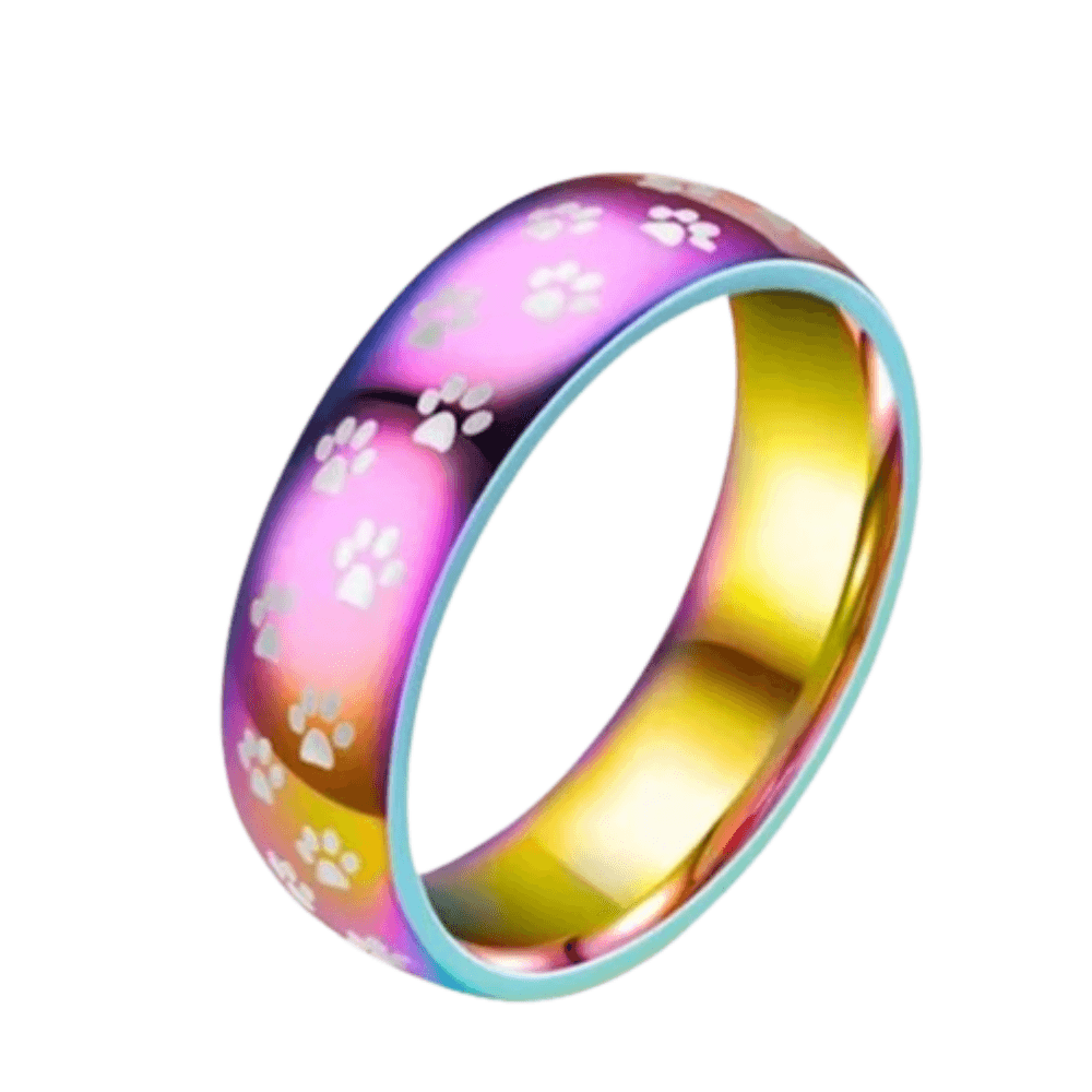 Anillo de Titanio Mujer Modelo Huellita Multicolor Talla 9