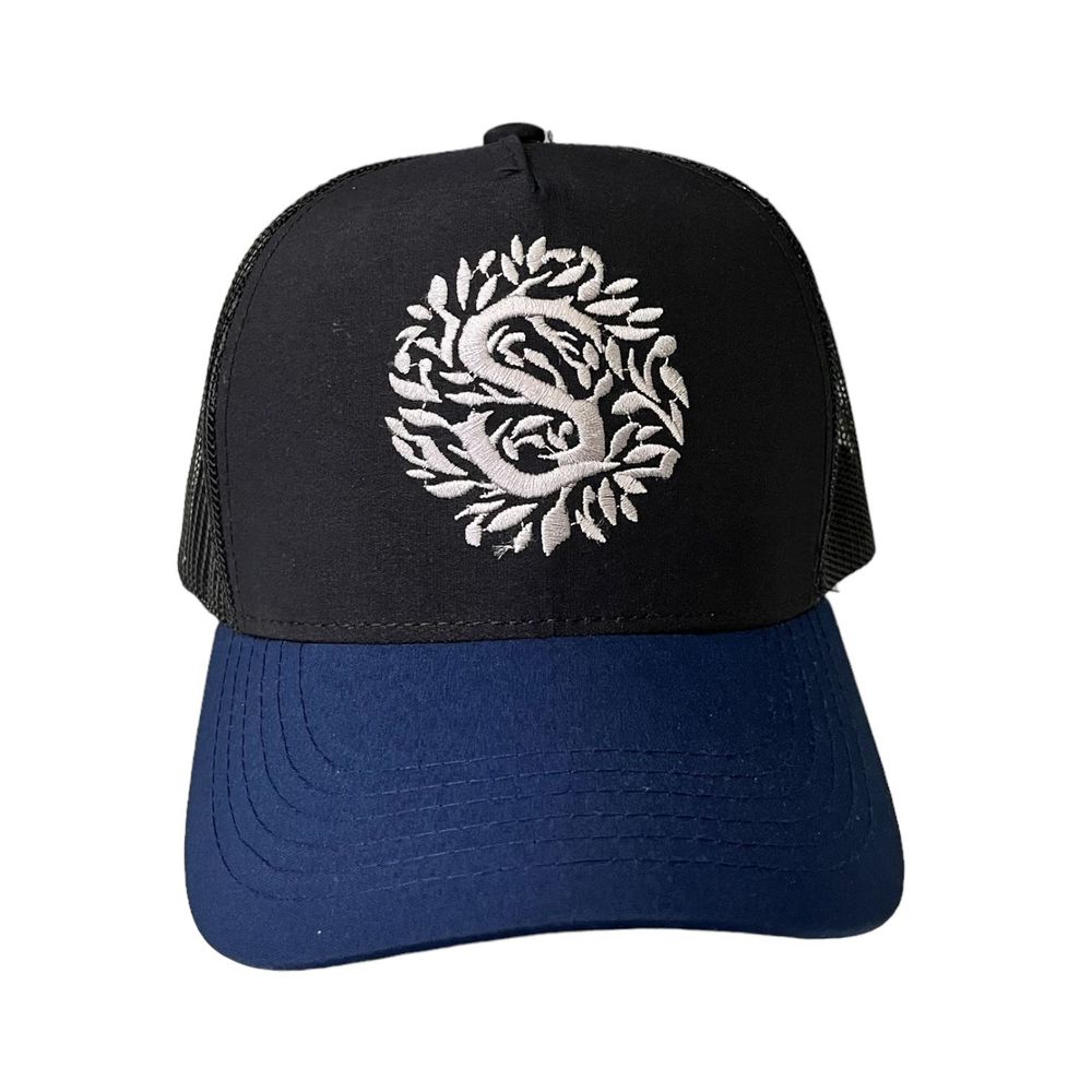 Gorro Sinfonia Con Malla Logo  Uv-UPF50 Negro y Azul