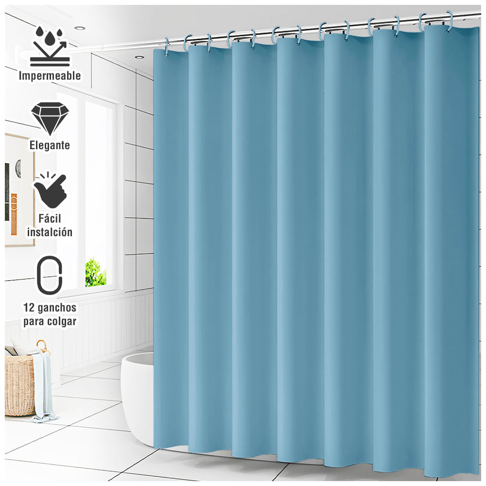 Cortina de Baño Impermeable Premium 180x180 Celeste U88