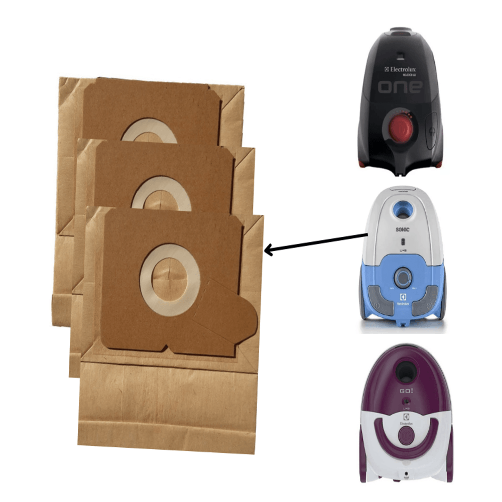 Paquete de 3 Bolsas para Aspiradora Electrolux Mod: Go,Vermelho,Trio,One,Sonyc