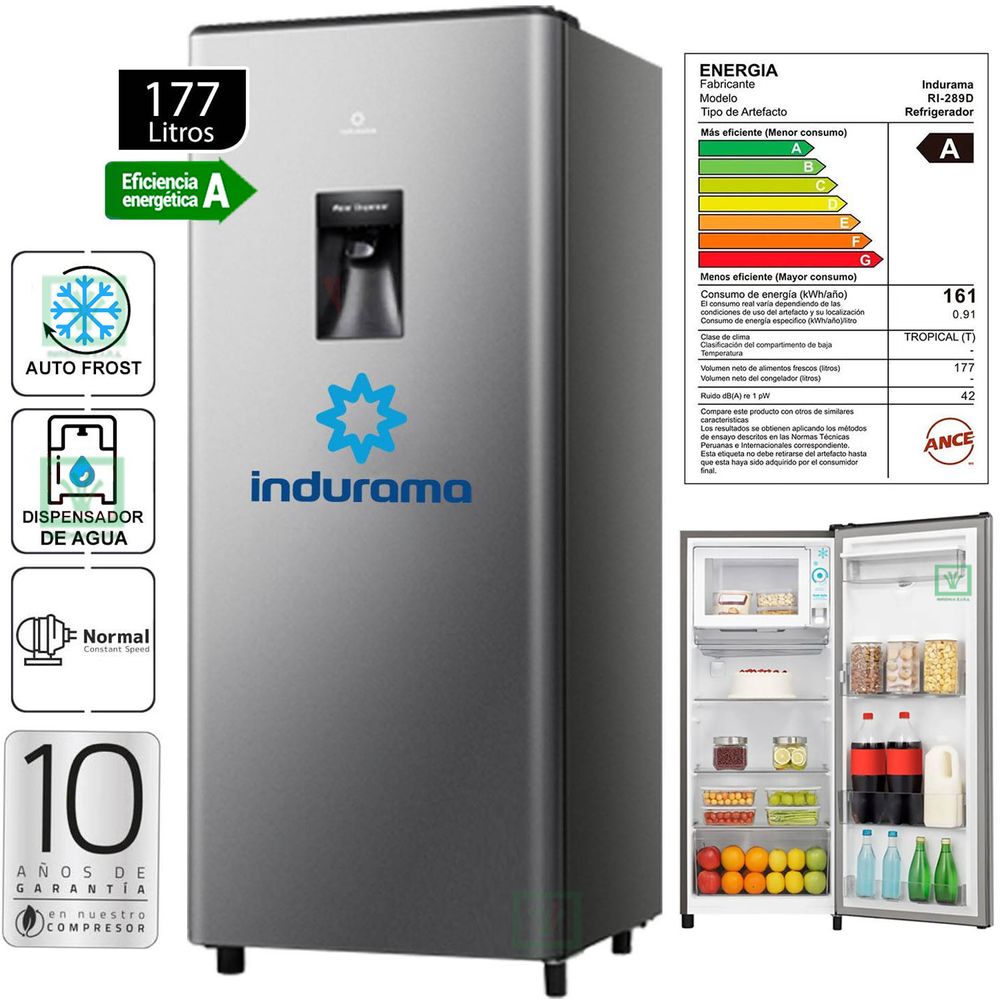 Refrigeradora Indurama RI-289D 177 litros