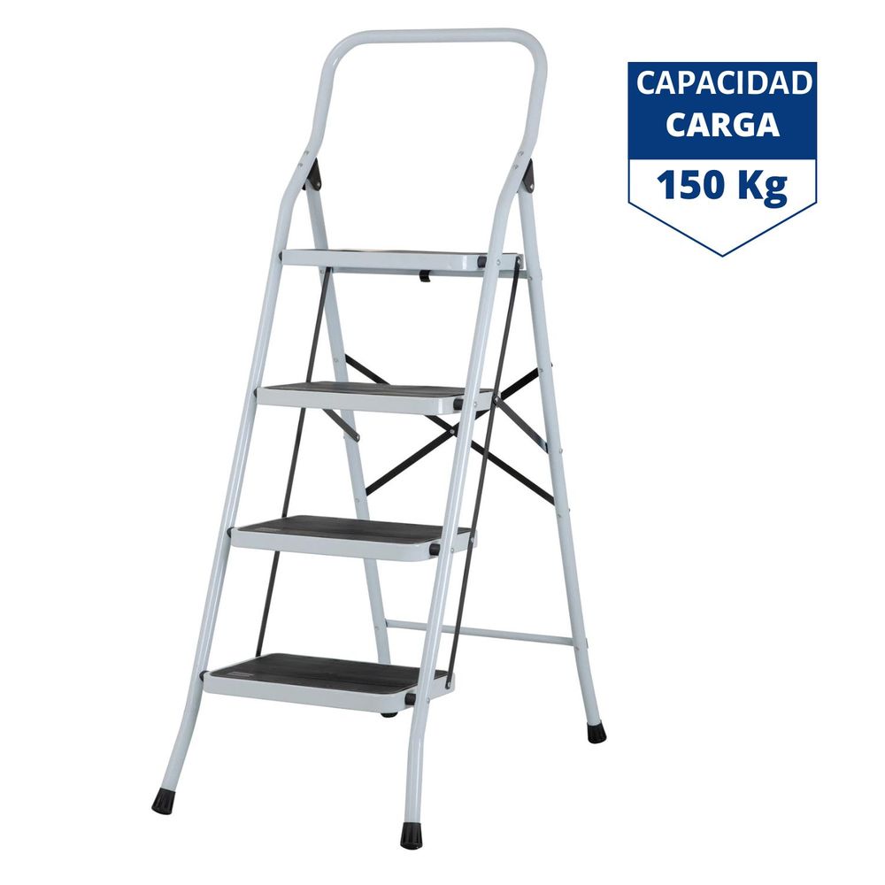 Escalera  tijera 4 peldaños acero, plegable - pretul