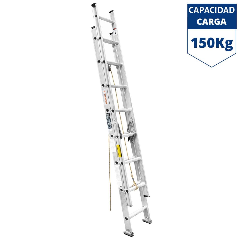 Escalera telescópica, 16 peldaños, Truper soporta 150 Kg