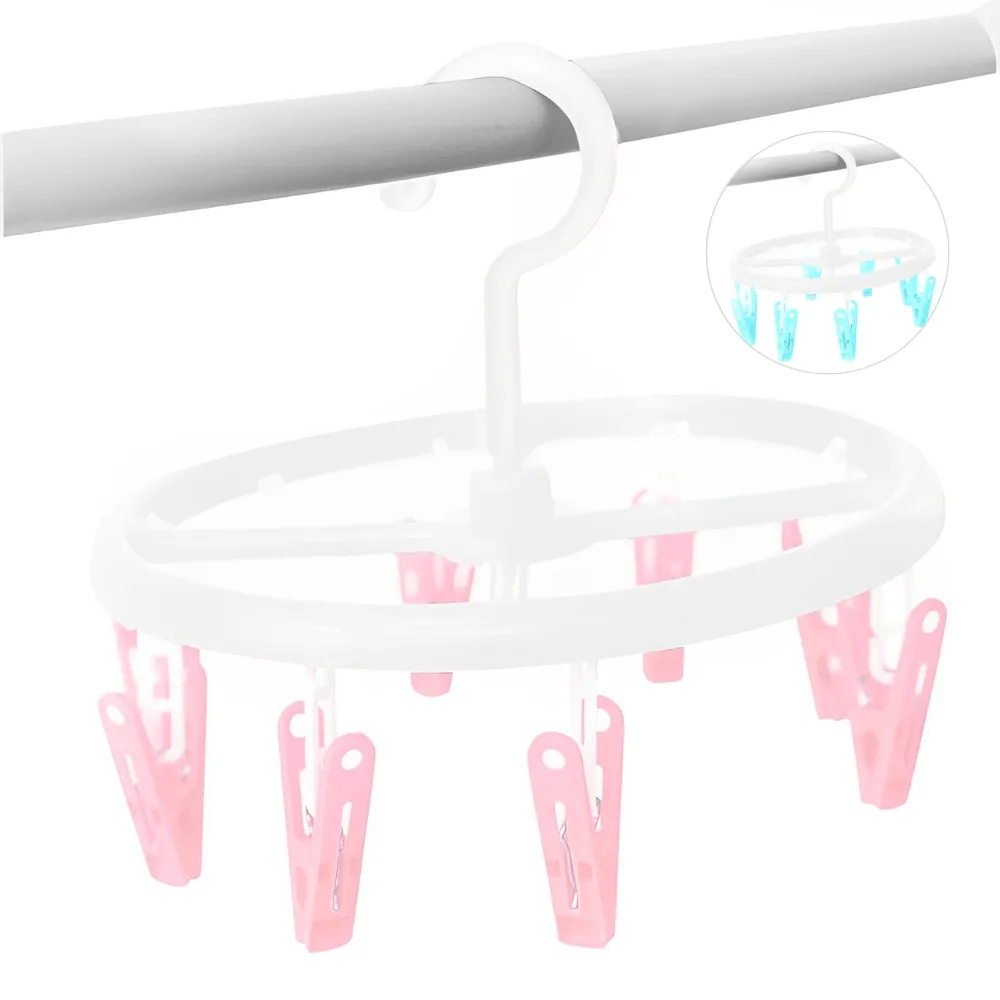 Colgador Tendedero con 8 Ganchos para Ropa de Bebé Medias Rosado 639G