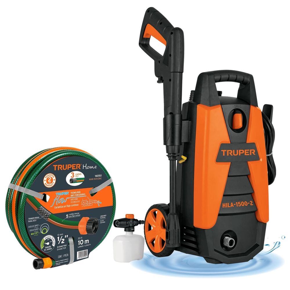 Hidrolavadora portátil Truper 1500 PSI + manguera de 10m