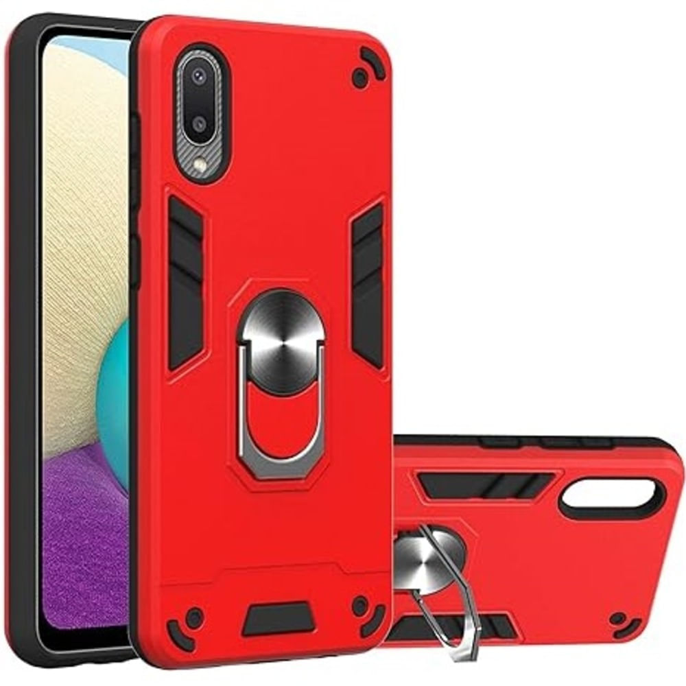 Funda para Samsung A70 con Anillo Metalico Antishock Rojo