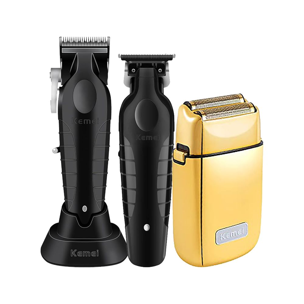Tricombo Kemei Cortadora KM2296 con Trimmer KM2299 y Afeitadora
