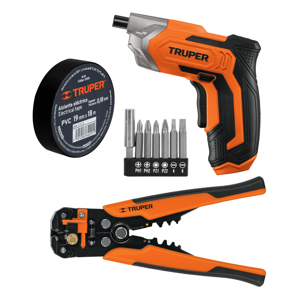 Combo Destornillador Inalambrico 3.6v Truper + Pelacable Automatico 102465-17360-12500