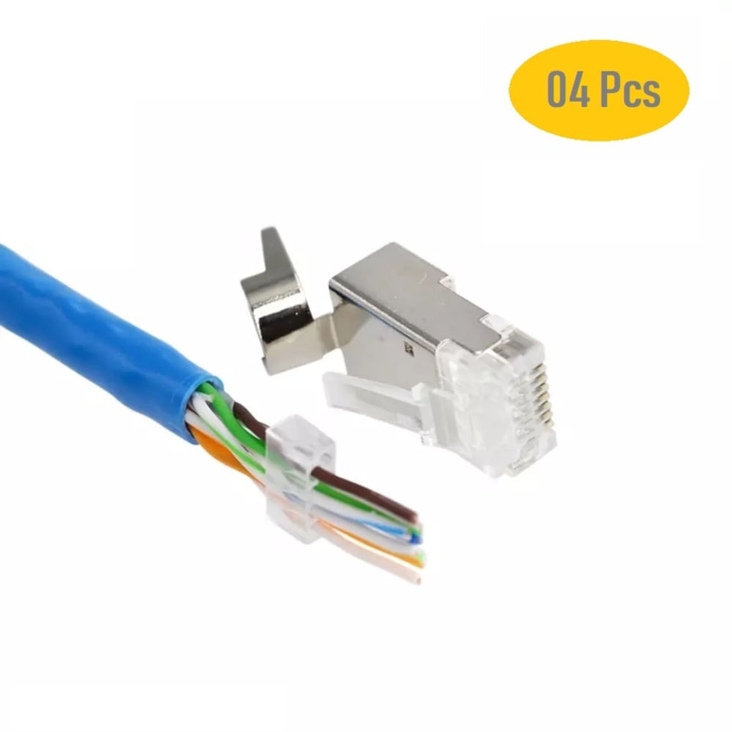 Conector RJ45 CAT7 Metálico Blindado Apantallado Modular - 04 UND OEM