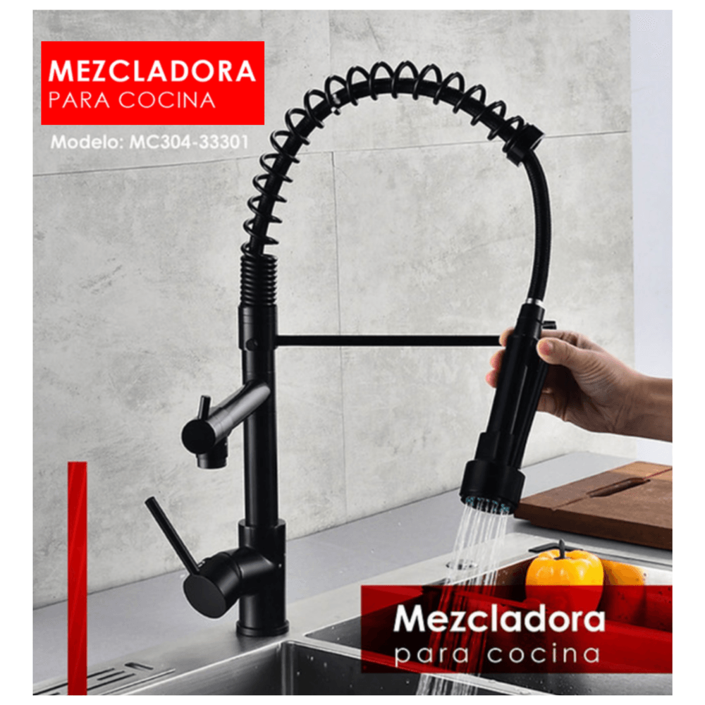 Mezcladora moderno para cocina con resorte LC MC304-33301 Negro I