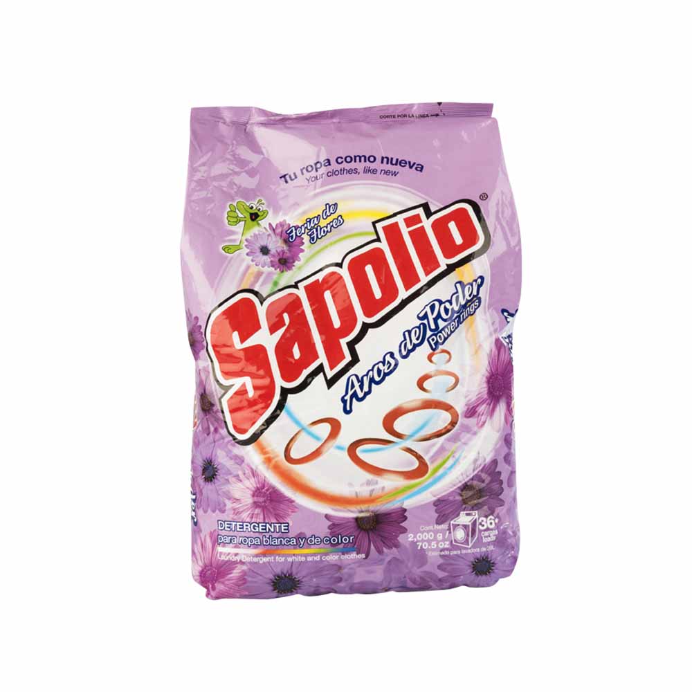 Detergente en Polvo SAPOLIO Floral Bolsa 2Kg