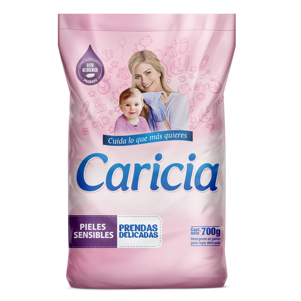 Detergente en Polvo CARICIA Rosa Ropa Delicada Bolsa 700g