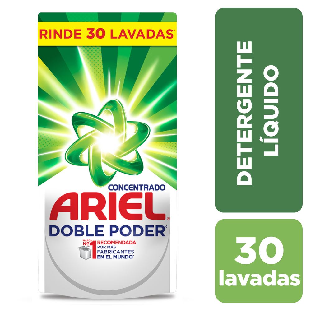 Detergente Líquido ARIEL Doble Poder Concentrado Doypack 1.2L
