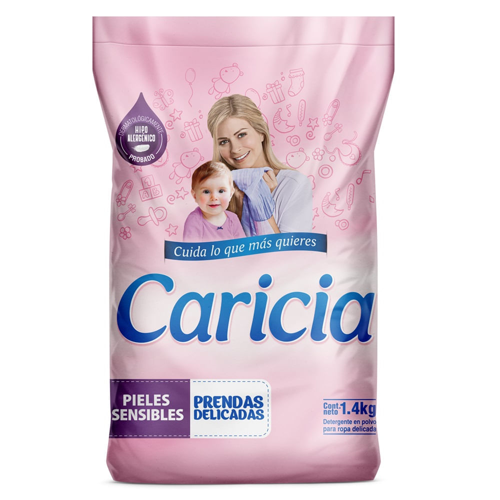 Detergente en Polvo CARICIA Rosa Ropa Delicada Bolsa 1.4Kg