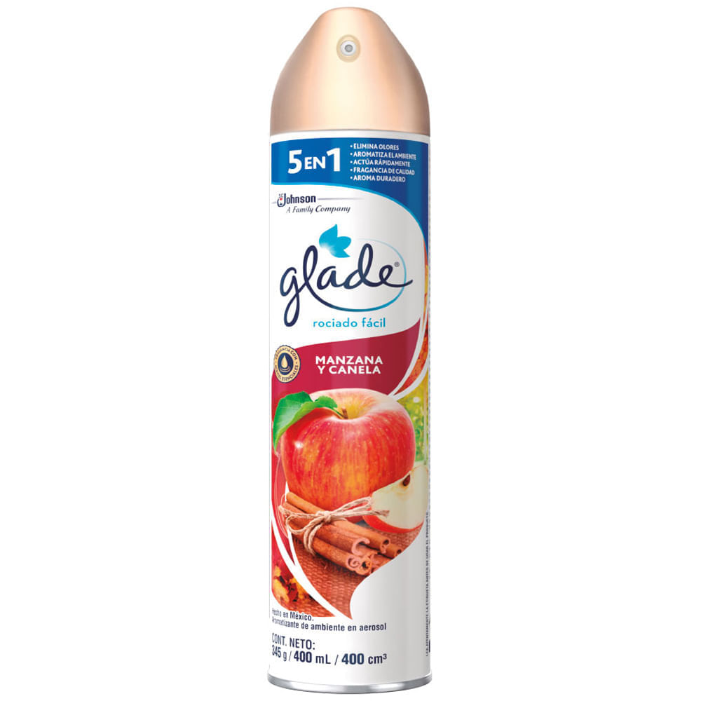Ambientador en Aerosol GLADE Manzana y canela Botella Frasco 400ml