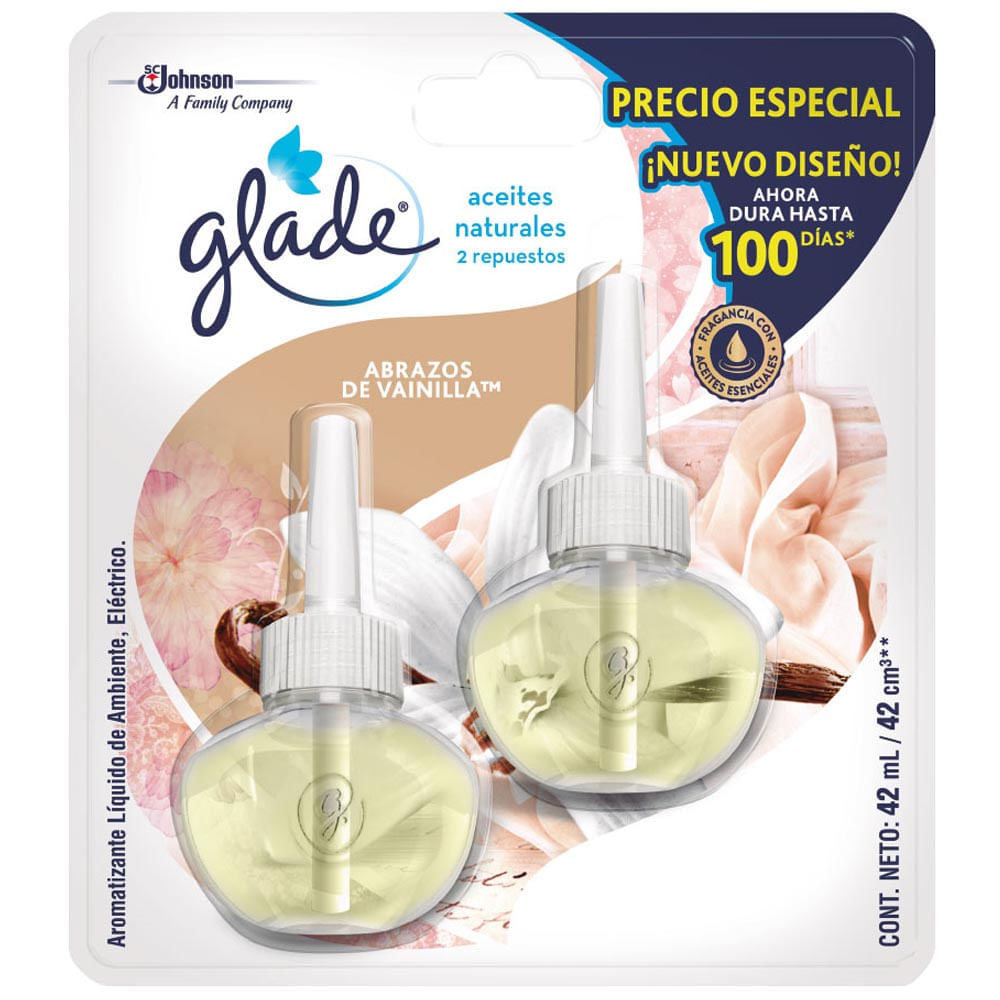 Ambientador Eléctrico GLADE Abrazos de Vainilla Paquete 2un
